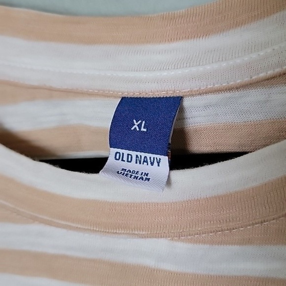 Old Navy XL Sleeveless Aura Tan and White Stripe Cotton Shift dress NWT - Picture 4 of 7